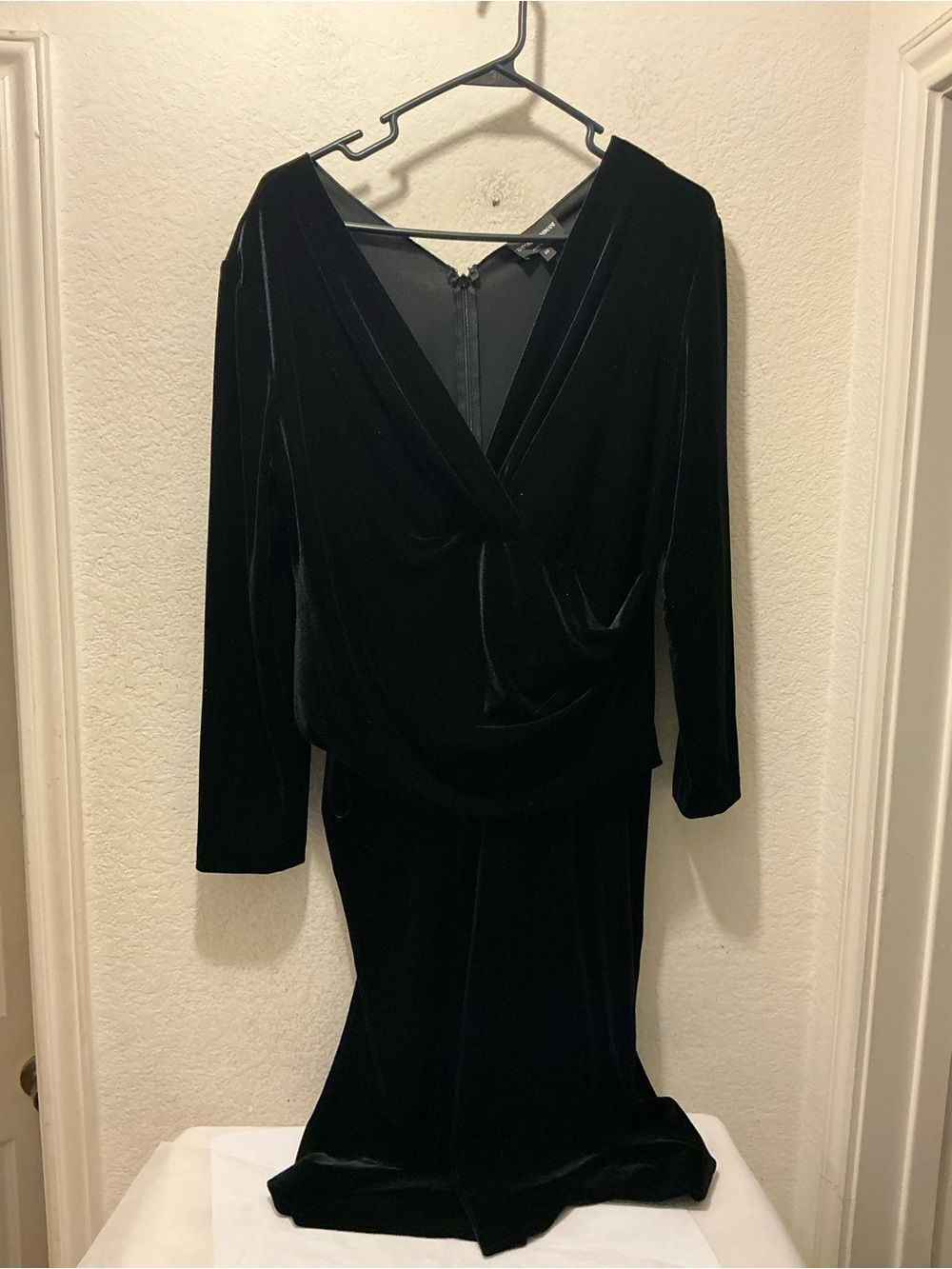 Emporio Armani Black Velvet Long-Sleeve Dress size 50